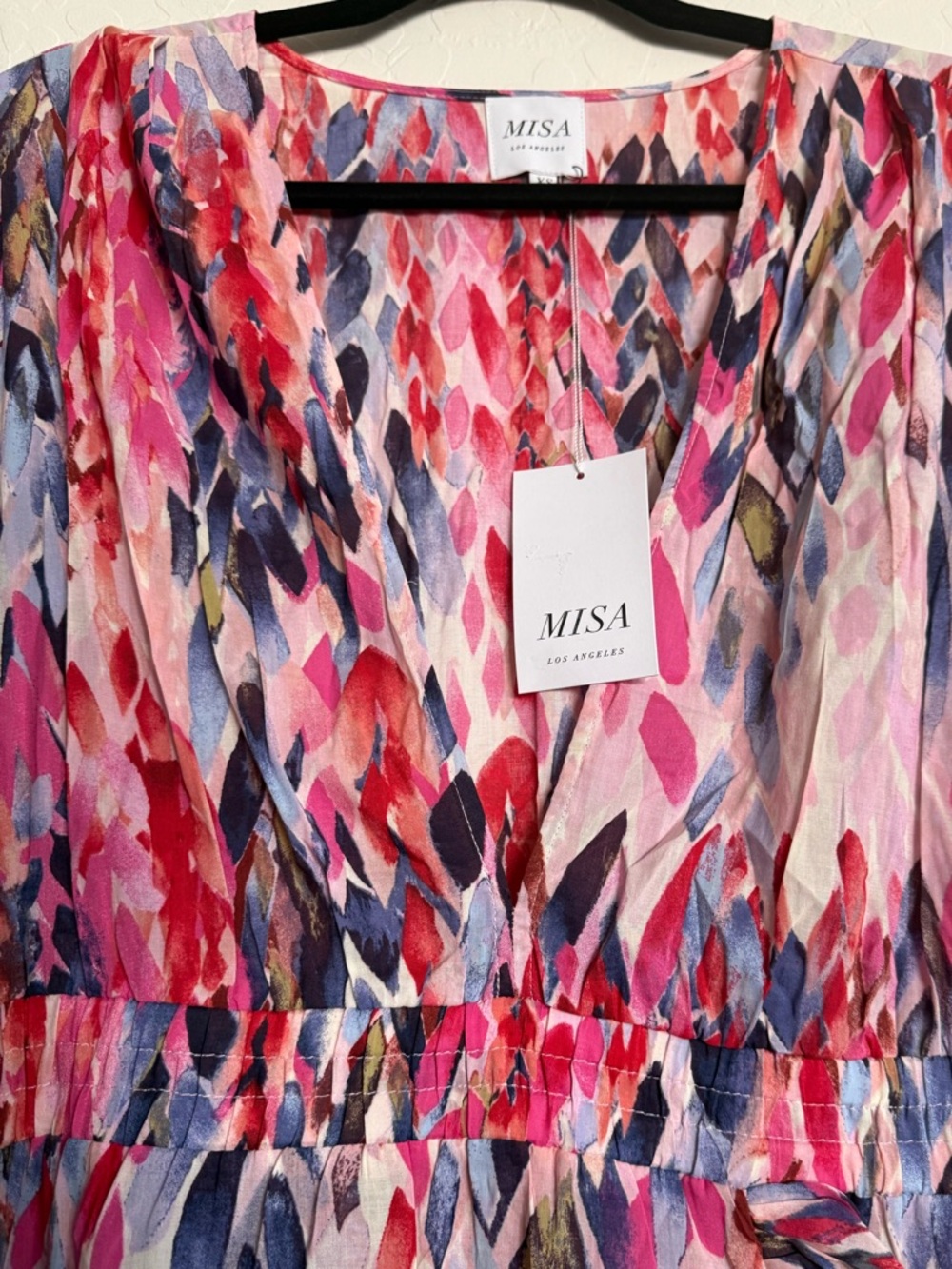 MISA Los Angeles Abstract Watercolor Flutter Sleeve Mini Dress NWT XS (Fits S) - Picture 3 of 5